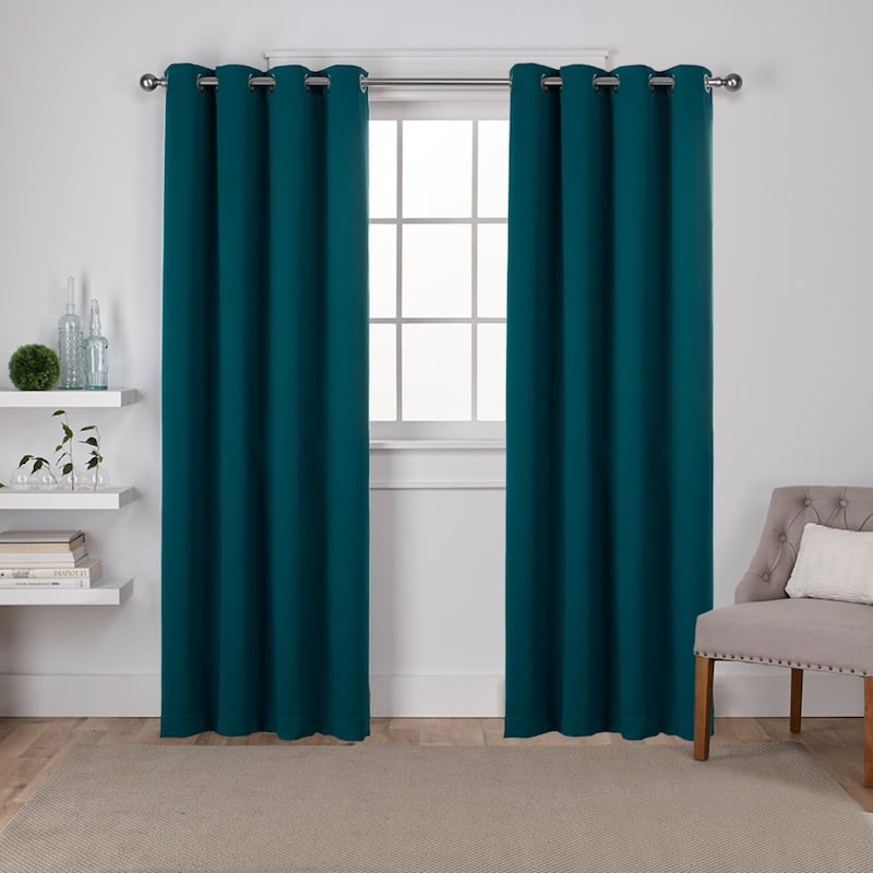 Porch & Den Boosalis Sateen Twill Blackout Curtain Panel Pair - 52" w x 96" l - sapphire teal