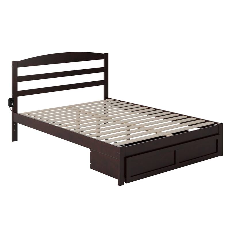 AFI Warren Platform Bed with Foot Drawer and Charging Station