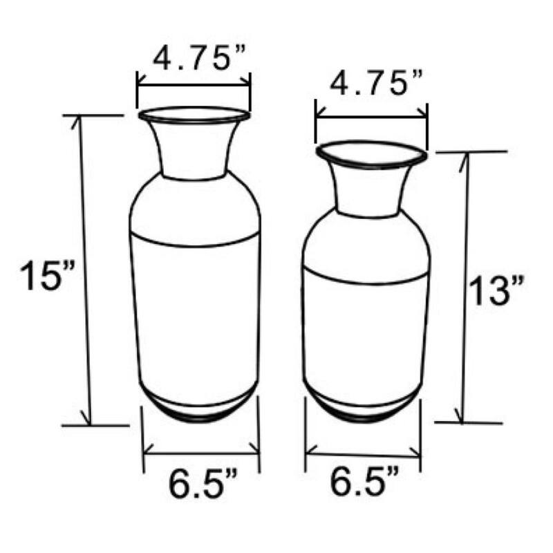 Iron and Wood Bottle Vases (Set of 2)