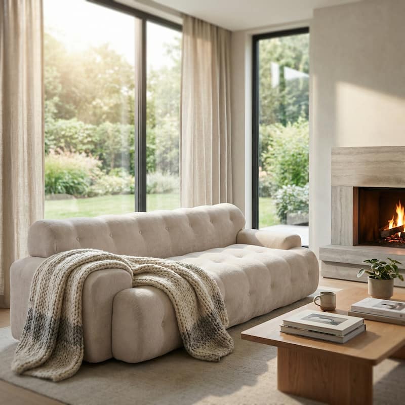 Christopher Knight Home - Cloud Modern Upholstered Sofa with Button Tufted Design - Silver