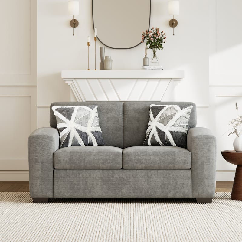 Roundhill Furniture Arden Living Room Chenille Upholstered Loveseat, Posh Gray - N/A