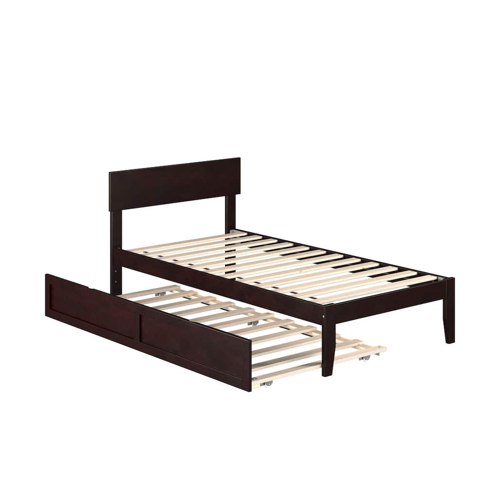 Boston Twin Platform Bed with Twin Trundle in Espresso