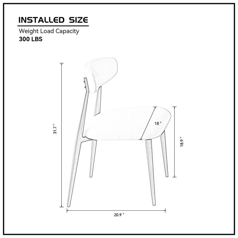 2 Pcs Upholstered Dining Chairs, Modern Kitchen Chairs With Curved Backrest, Metal Legs, Thick Seat Cushion Comfortable Chairs