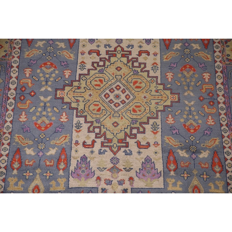 Geometric Heriz Serapi Area Rug Hand-Knotted Wool Carpet - 7'8" x 10'1"