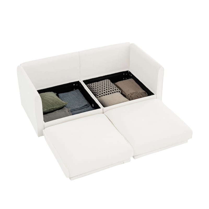 GDFStudio - Aurelia Chenille 2-Seater Sofa With Storage Seat