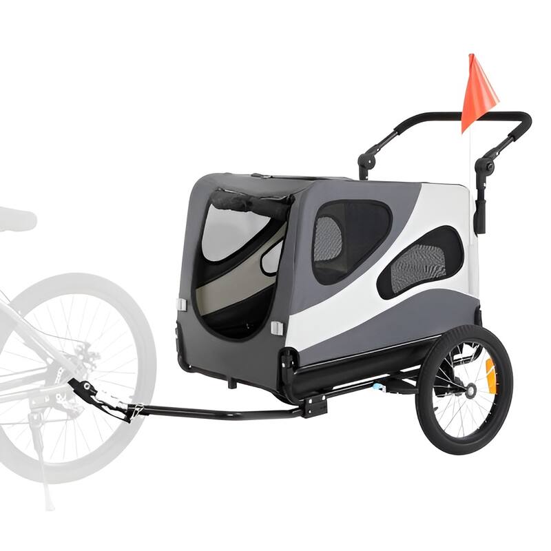 Dog Bike Trailer, Supports up to 100 lbs, 2-in-1 Pet Stroller Cart Bicycle Carrier, Easy Folding Cart Frame with Quick Release - Multi