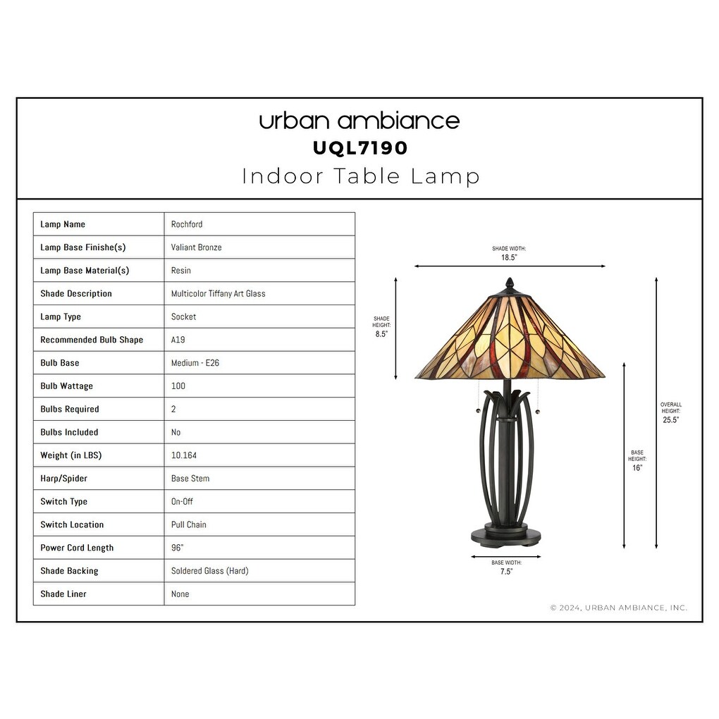 Luxury Old World Tiffany Table Lamp, 25.5