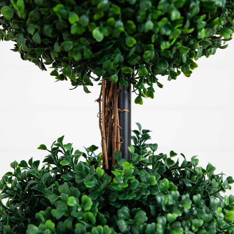 Potted Triple Ball Boxwood Artificial Topiary Tree - 4'