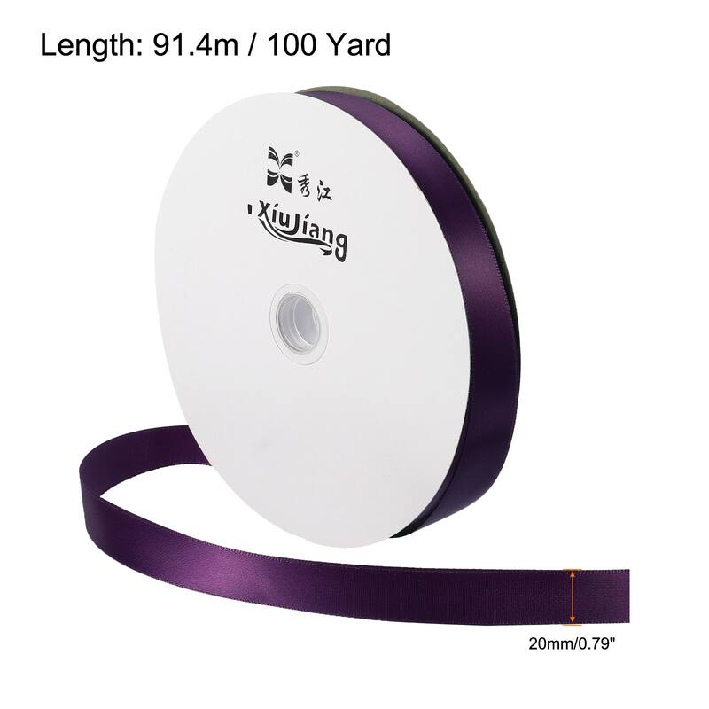 Satin Ribbon, Double Face Solid Crafts Roll for Party Home Decoration - Dark Purple