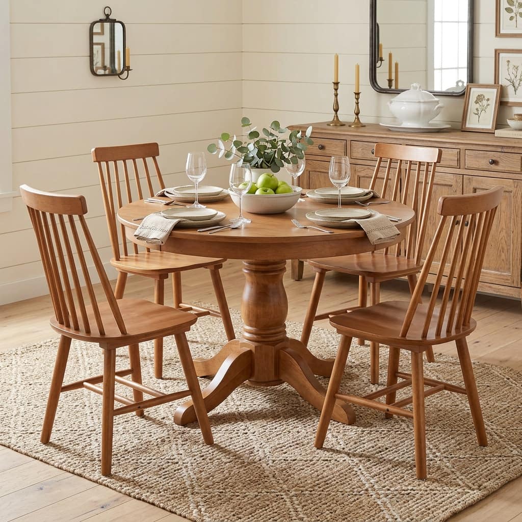 HomeRoots Set of Four Walnut Solid Wood Windsor Back Dining Side Chairs - 17.50 in. x 36.00 in. x 18.00 in.