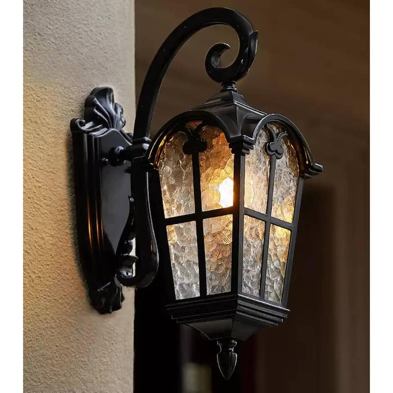 Skiathos Outdoor Wall Light Fixture Waterproof Exterior Wall Lantern - Black