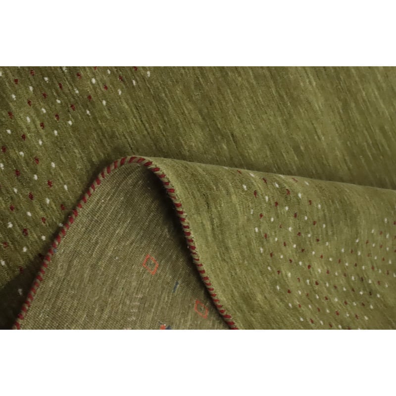 Hand Knotted Oriental 100% Wool Carpet Tribal Animal Pictorial Green Gabbeh Area Rug - 5' 11'' X 6' 0''