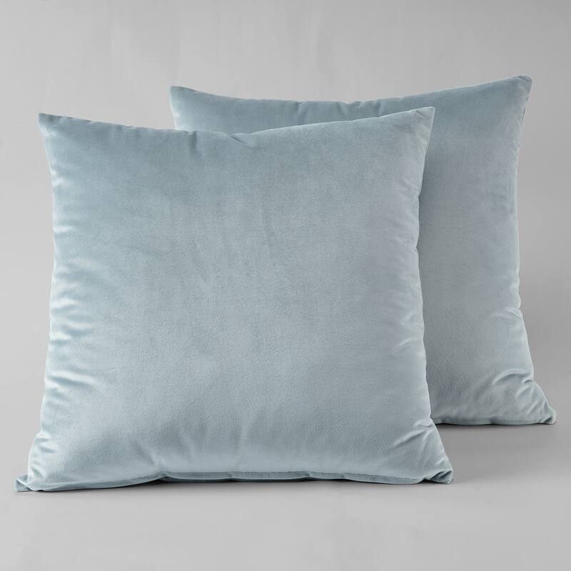 Exclusive Fabrics Heritage Plush Velvet Cushion Cover (Set of 2) - Aquarius Blue