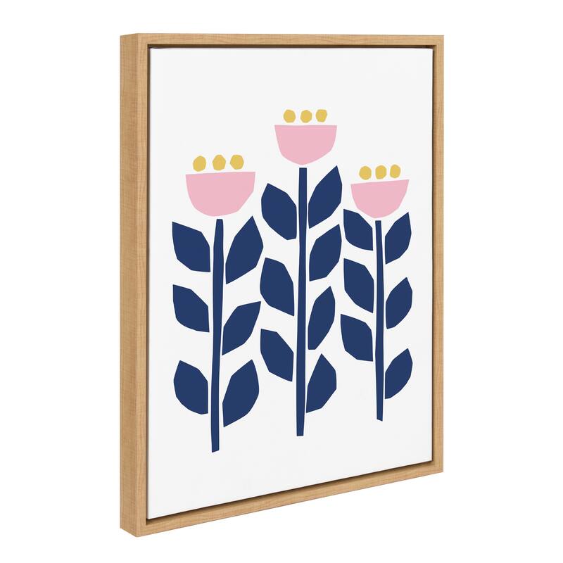Kate and Laurel Sylvie Flowers Framed Canvas by Myriam Van Neste - 18x24 - Plastic - Natural