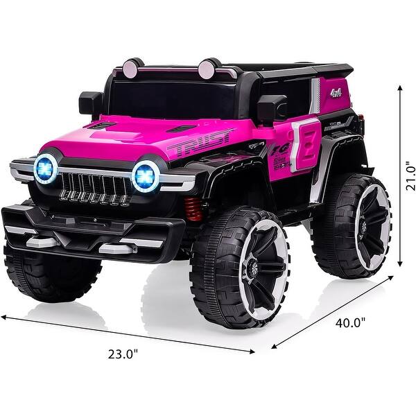 dimension image slide 3 of 5, 2 Seater Ride On Car with Remote Control, 4WD Off-Road Truck 12V Electric Battery Powered Ride On Toys