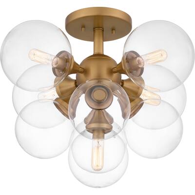 Glinda 5-Light Brushed Weathered Brass Semi-Flush Mount Light