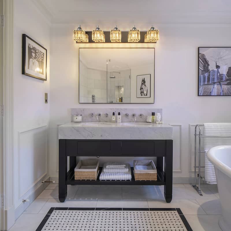 Dimmable Square Bathroom Crystal Vanity Light Wall Sconces