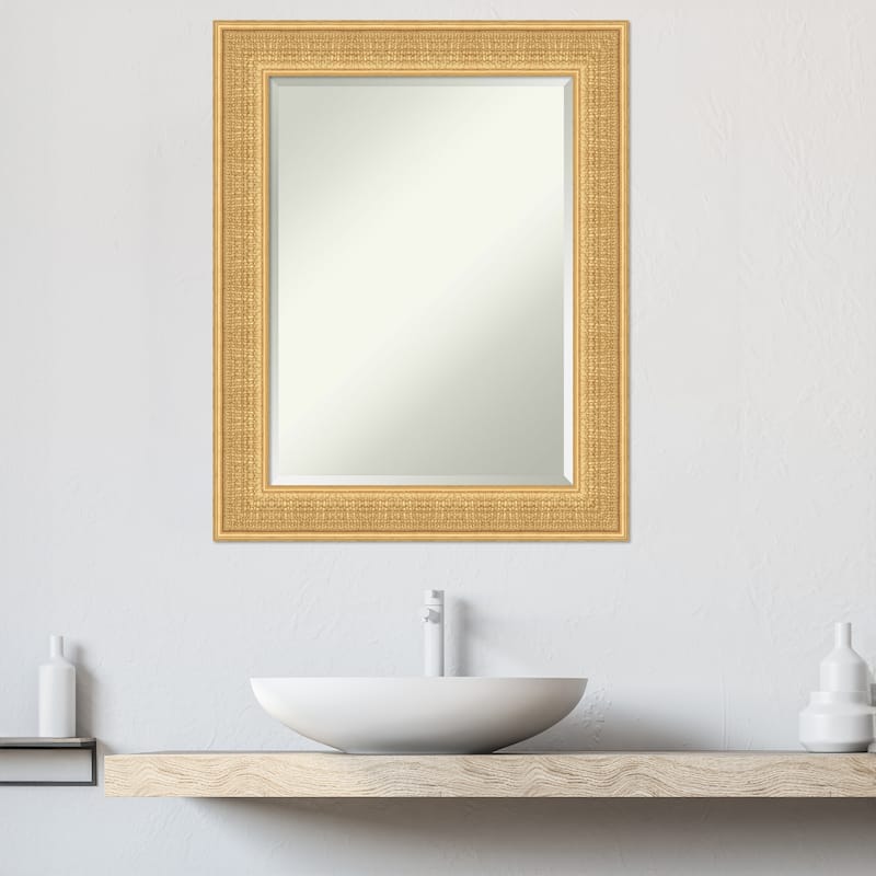 Trellis Beveled Wood Framed Bathroom Vanity Wall Mirror - Trellis Gold