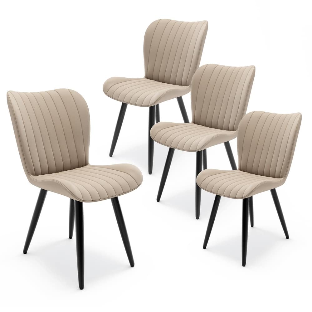 19.7" Modern PU Leather Dining Chairs with Metal Legs, Set of 4