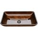 preview thumbnail 1 of 35, VIGO Donatello 23"L x 15"W x 5"H Glass Rectangular Vessel Bathroom Sink Rich Chocolate Brown