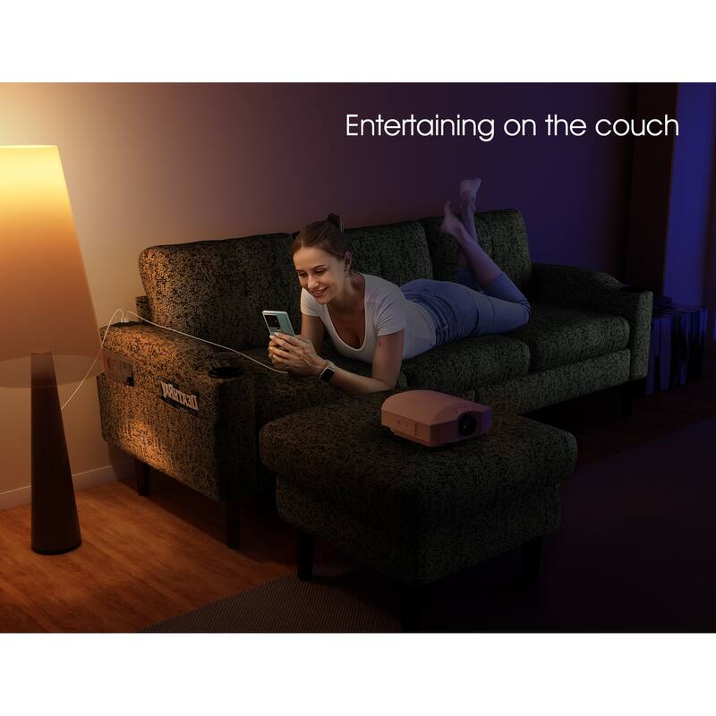 Green 3-Seater Convertible Combination L-Shaped Sofa with Footstools and Storage