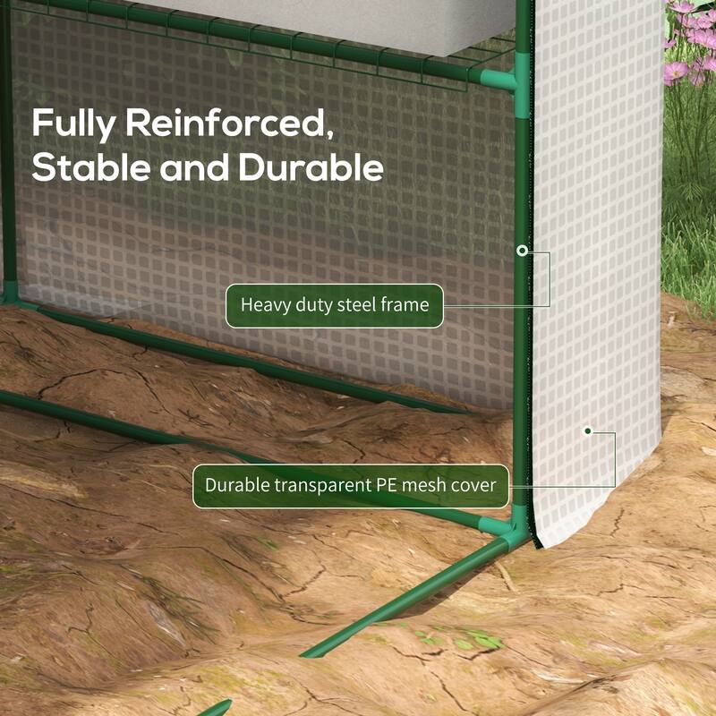 Outsunny 8' x 6' x 7' Portable Walk-in Greenhouse, 18 Shelf Hot House, Roll Up Zipper Door, UV protective