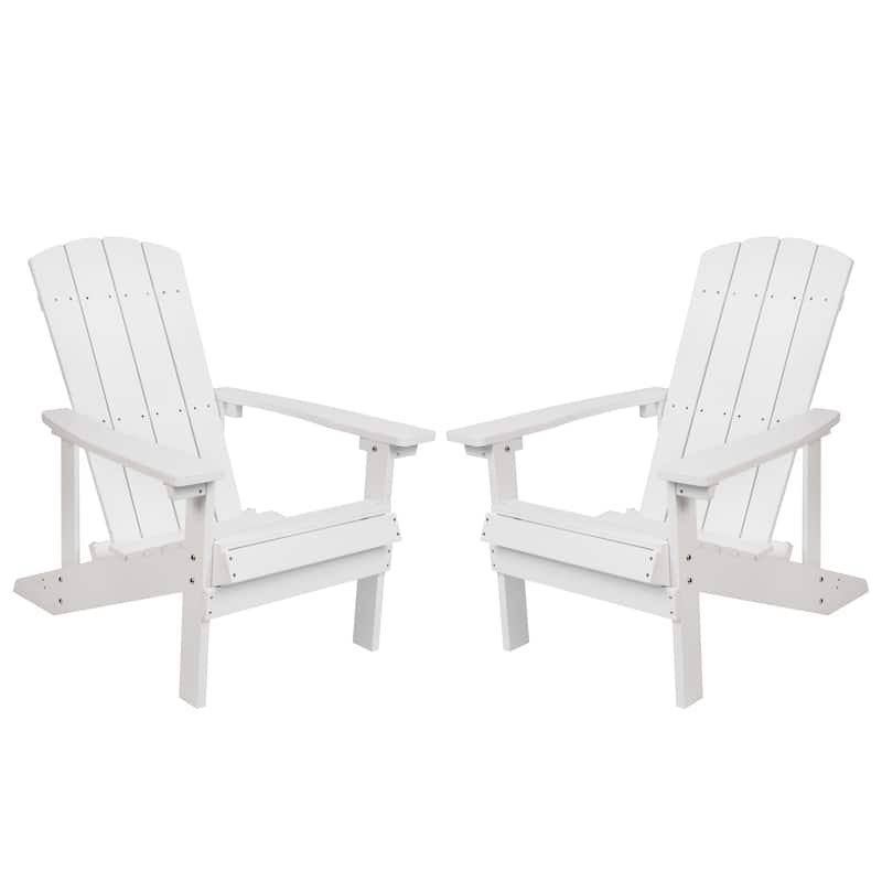Outdoor All-Weather Poly Resin Wood Adirondack Chairs (Set of 2)