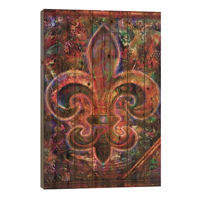 Fleur De Lis Print On Wood by Jumbie - Multi-Color