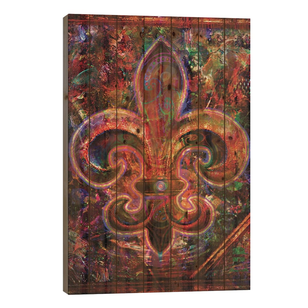 Fleur De Lis Print On Wood by Jumbie - Multi-Color