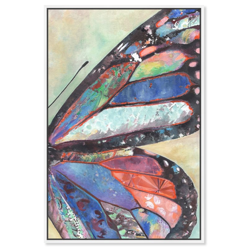 Art Remedy Butterfly Part Ii Framed Butterfly 1 Piece Canvas Wall Art - 37 x 55 - White