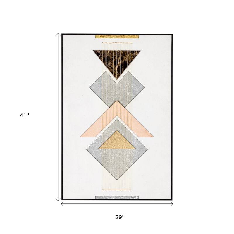 HomeRoots Gray Mod Geometric Black Shadowbox Frame Textual Art Wall Art