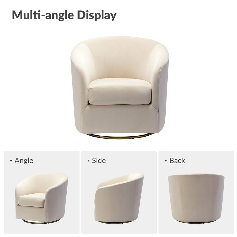 Eleuterio Modern Upholstered Swivel Accent Barrel Chair with Metal Base Set of 2 by HULALA HOME