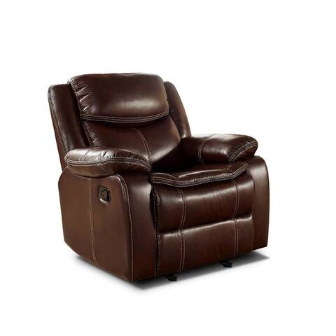 Leatherette Recliner with Contrast Stitching, Brown