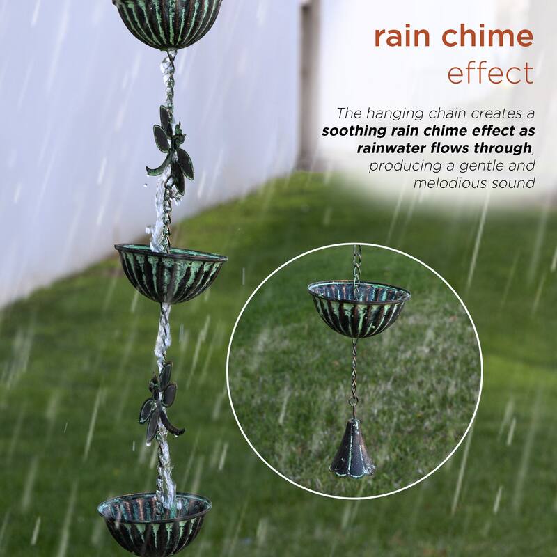 Metal Hanging Dragonfly Chain Rain Catcher