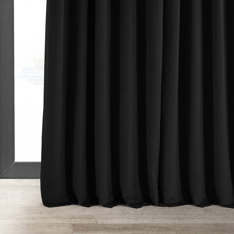 Exclusive Fabrics Signature Extra Wide Warm Black Velvet Blackout Curtain (1 Panel) - Luxurious Blackout Drapery