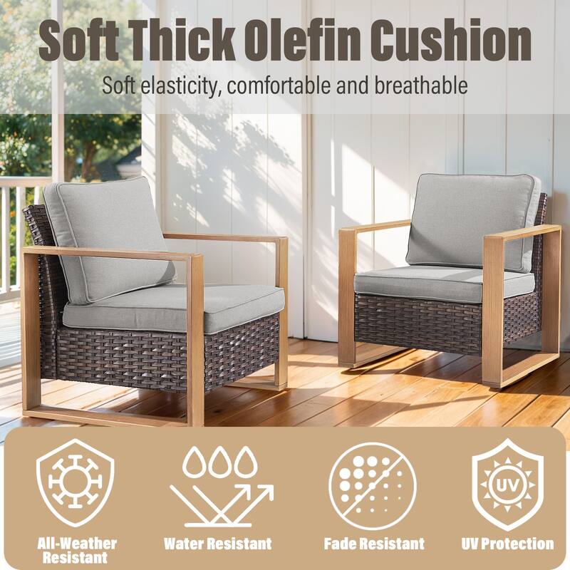 Gymojoy Outdoor Swivel Chair with Sofa, Club Chair and Ottomans - Brown