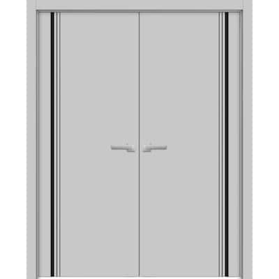 Solid French Double Doors 36 x 80 Planum 0011 Grey Matte with