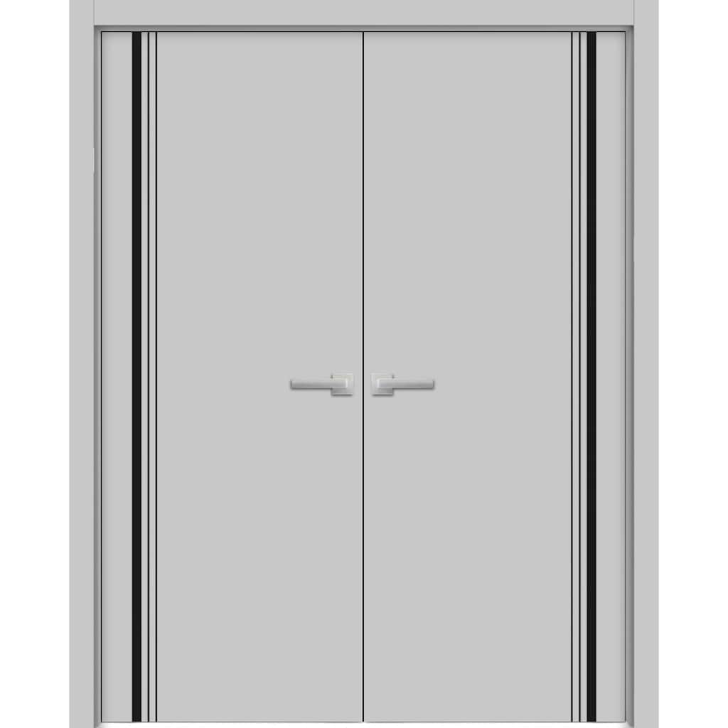 Solid French Double Doors 36 x 80 Planum 0011 Grey Matte with