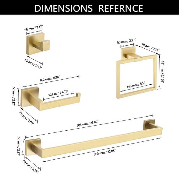 dimension image slide 0 of 5, PROOX 5 Piece Bathroom Hardware Sets
