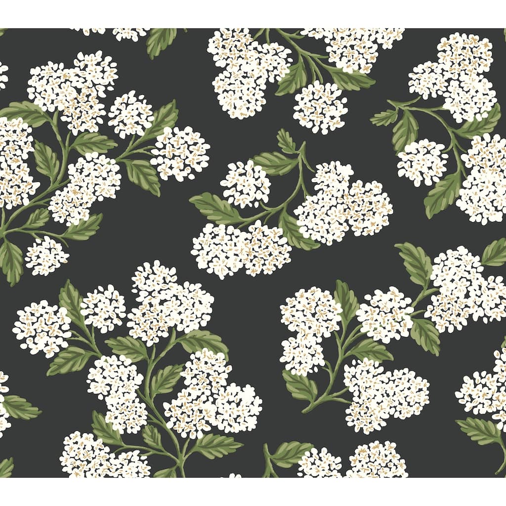 Rifle Paper Co. Hydrangea Black and White Peel and Stick Wallpaper