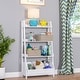 preview thumbnail 1 of 26, RiverRidge Kids 4-Tier 24in Ladder Shelf Toy Organizer with 3 Open Display Shelves- White with Two 5" Fabric Bins Black
