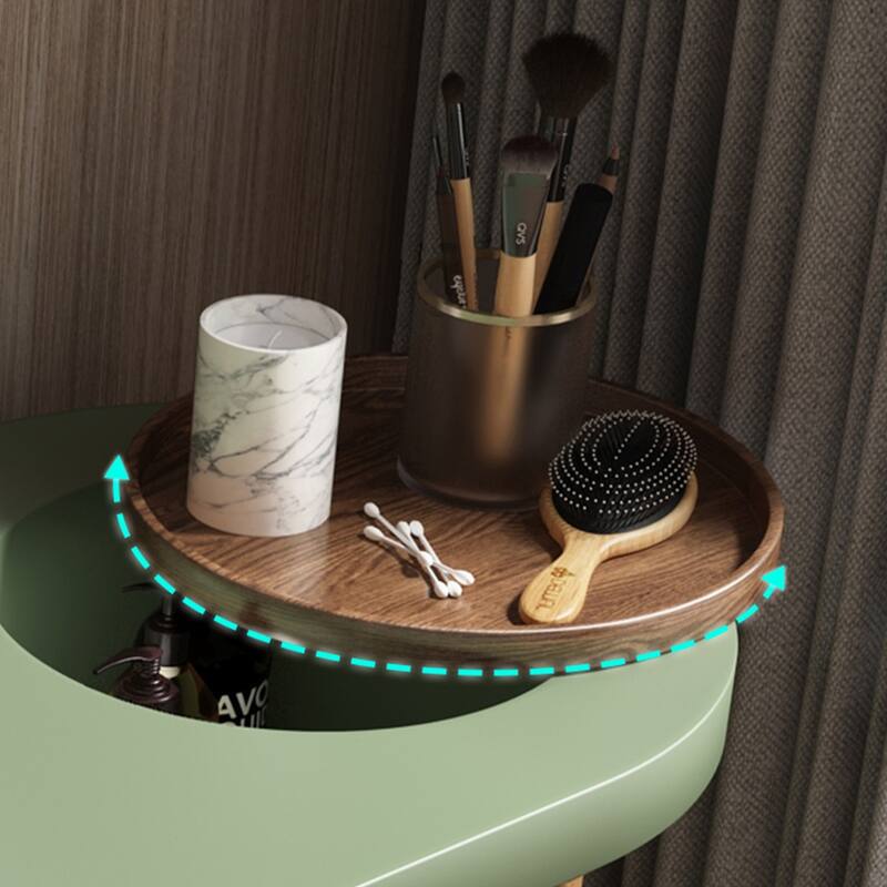 Modern Makeup Vanity Table With LED Lighted Mirror,Dressing Table with Movable Tray Top, 3 Solid Wood Drawer, Without Stool