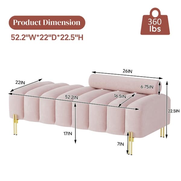dimension image slide 0 of 7, Ouyessir 52.2" Modern Channel Tufted Window Bench with Adjustable Back