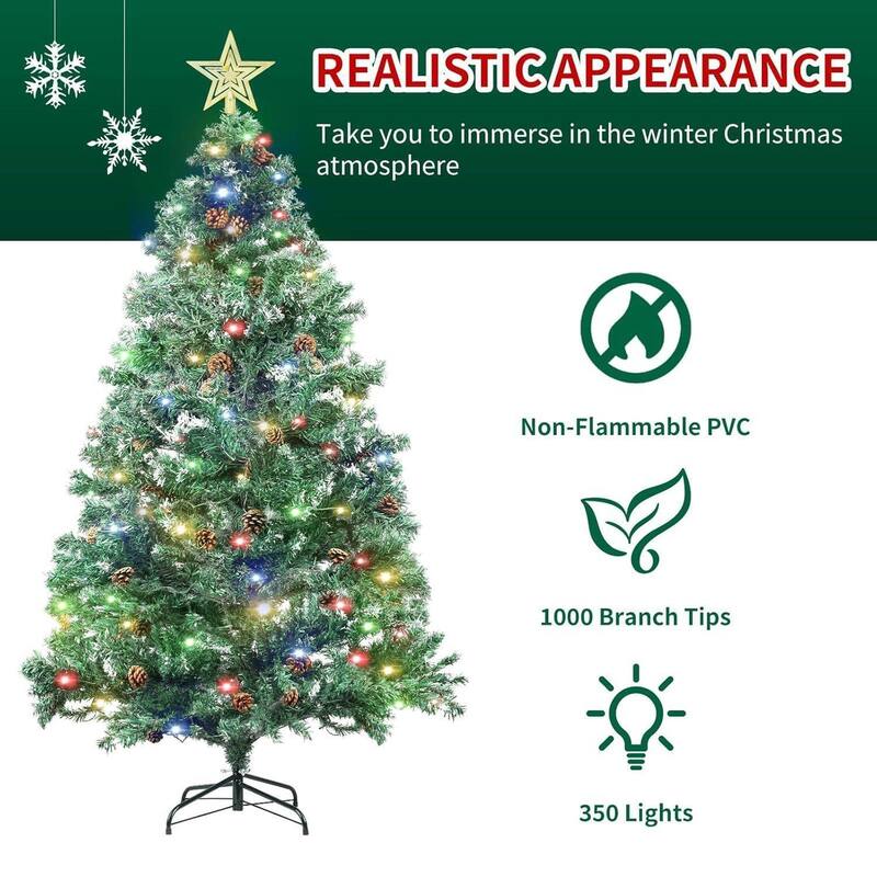 6.5ft Pre-Lit Artificial Christmas Tree with Topper Star - 6.5 ft