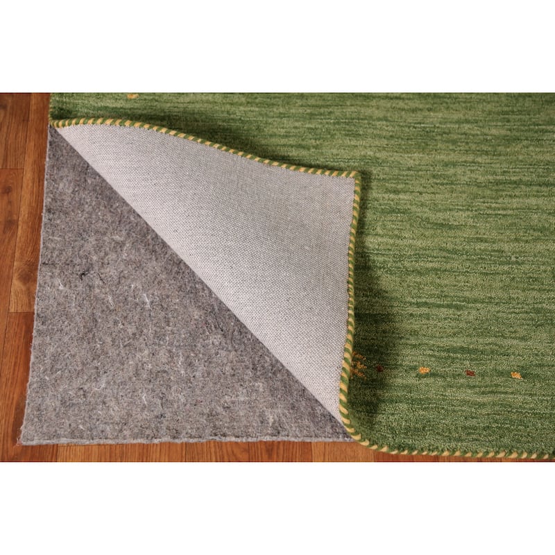 Green Gabbeh Indian Area Rug Hand-Tufted Wool Carpet - 5'3" x 7'7"