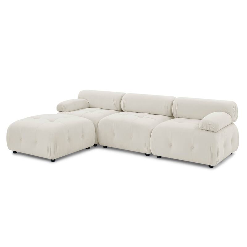 93'' Modular L-Shaped 4 Seat Sectional Sofa with Reversible Ottoman, Button Tufted Design and Comfortable Cushions
