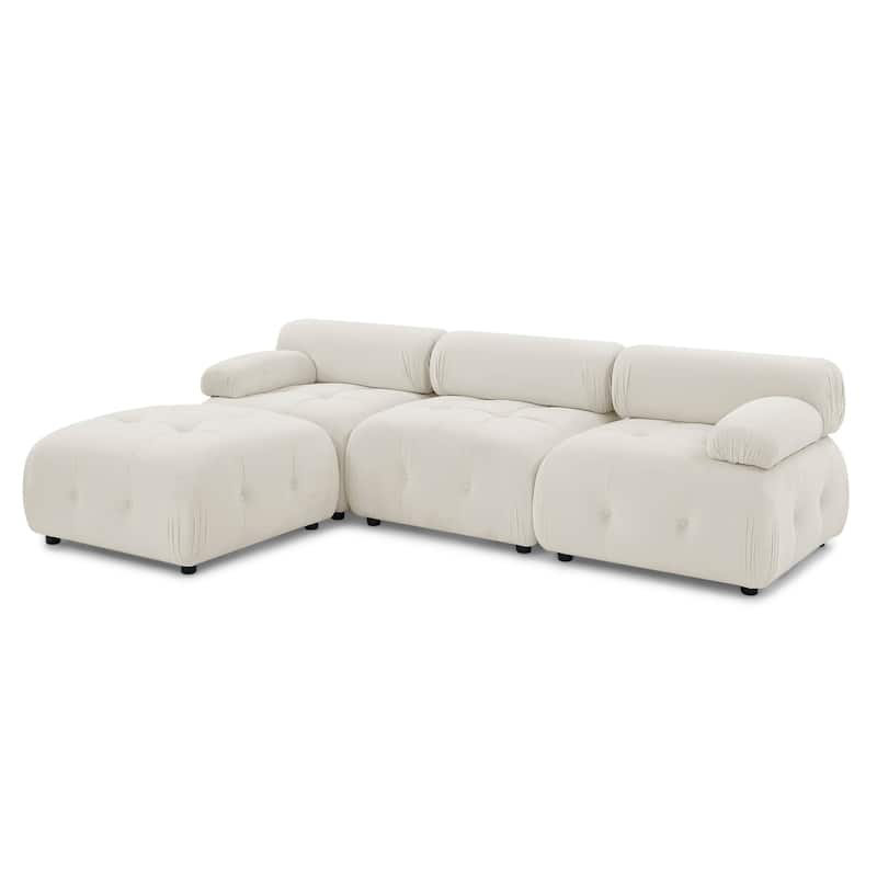 Modular Sectional Sofa, Button Tufted Designed and DIY Combination, L-Shaped Velvet Upholstered Couch with Reversible Ottoman