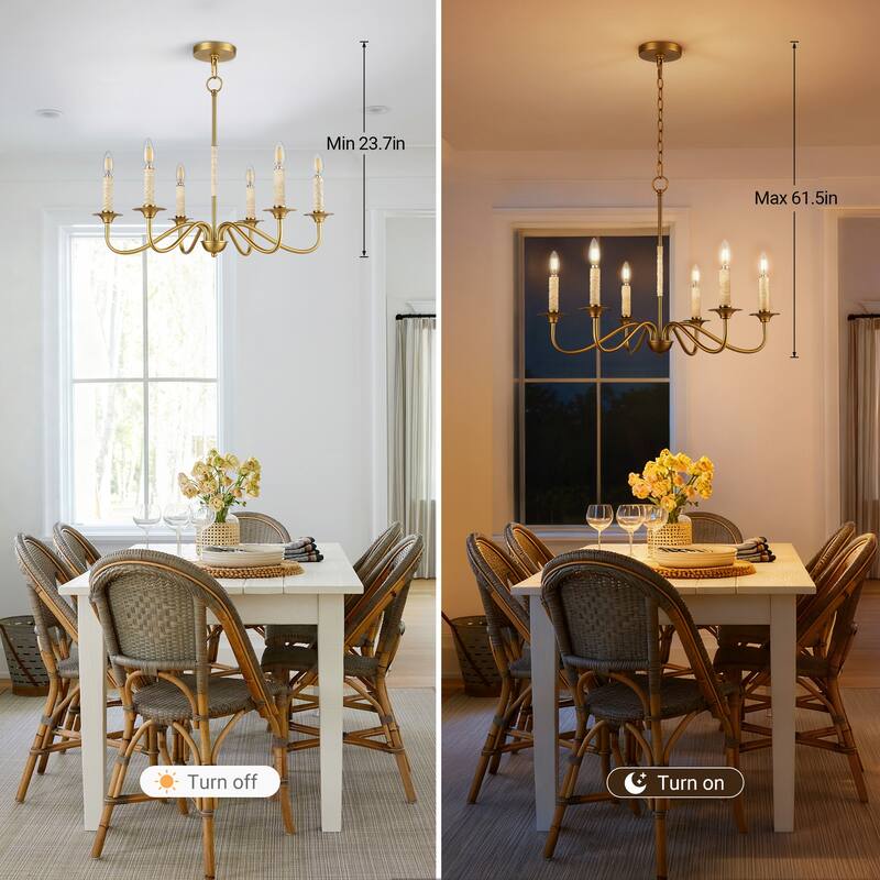 LamQee Rattan Kitchen Island Chandelier Corn Rope Woven Pendant