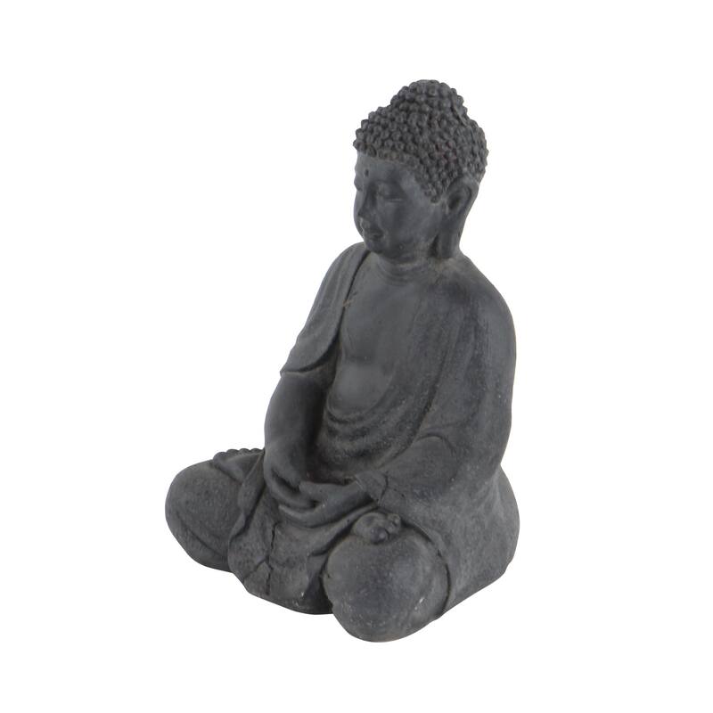 CosmoLiving by Cosmopolitan Ceramic Meditating Buddha Decorative Sculpture with Engraved Carvings - Beige or Gray