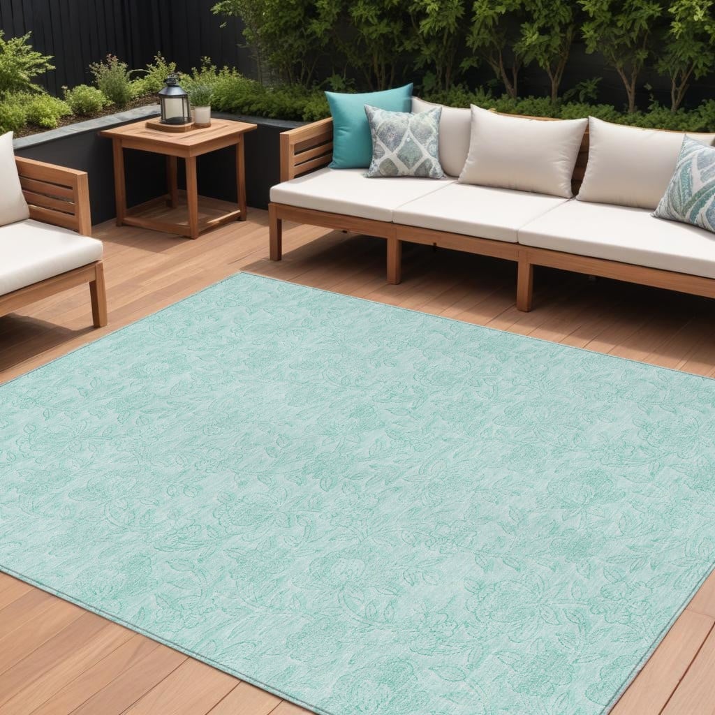 HomeRoots Floral Transitional Rectangle Outdoor Rug